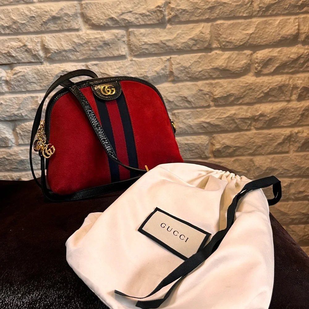 Gucci Vintage Red Suede β Small Ophidia Dome Crossbody Bag - Picture 17 of 17